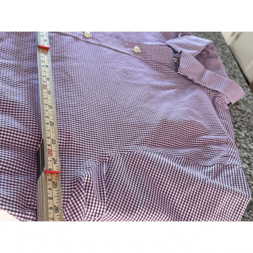 Polo Ralph Lauren Shirt Mens 17.5 34/35 Purple Gingham L/S pony on bottom